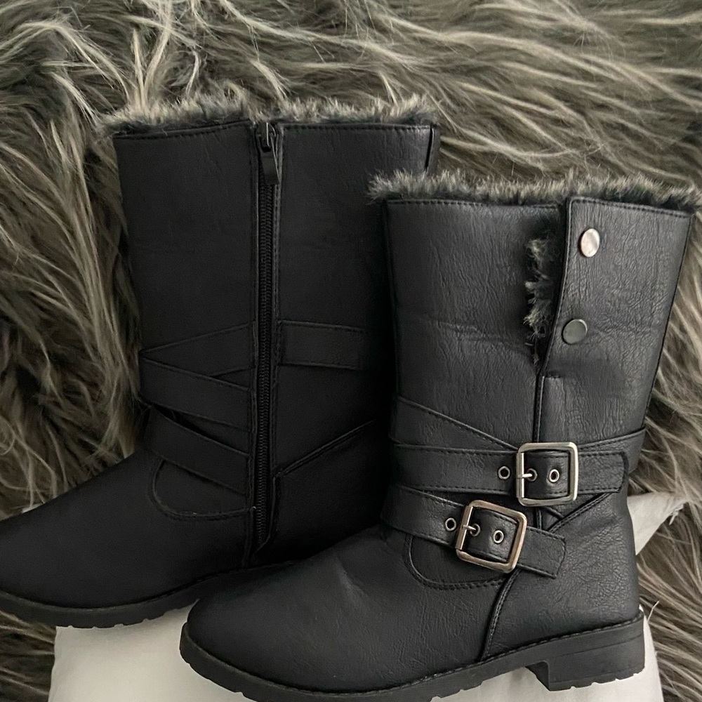 Chatties Black Winter Rain Boots with Buckle Details